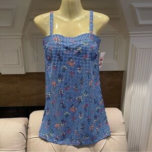 BU: NWT Lands’ End Womens Sz 2 Chlorine Resistant Bandeau Dresskini Swimsuit Top